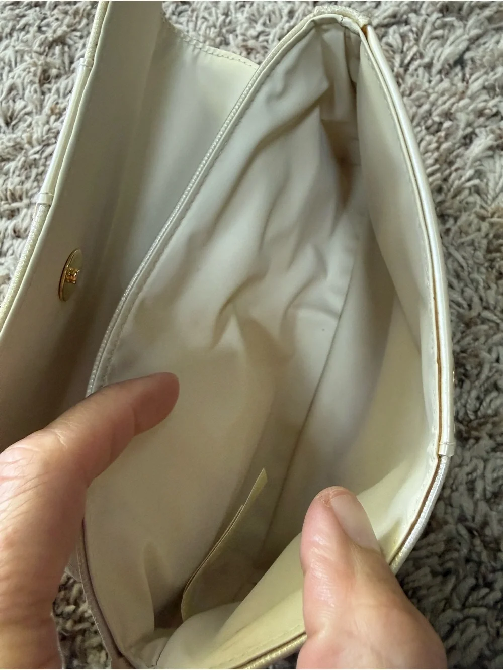 Vintage Christian Dior Parfums Cream Clutch Cosmetic Pouch Bag (NWOT)